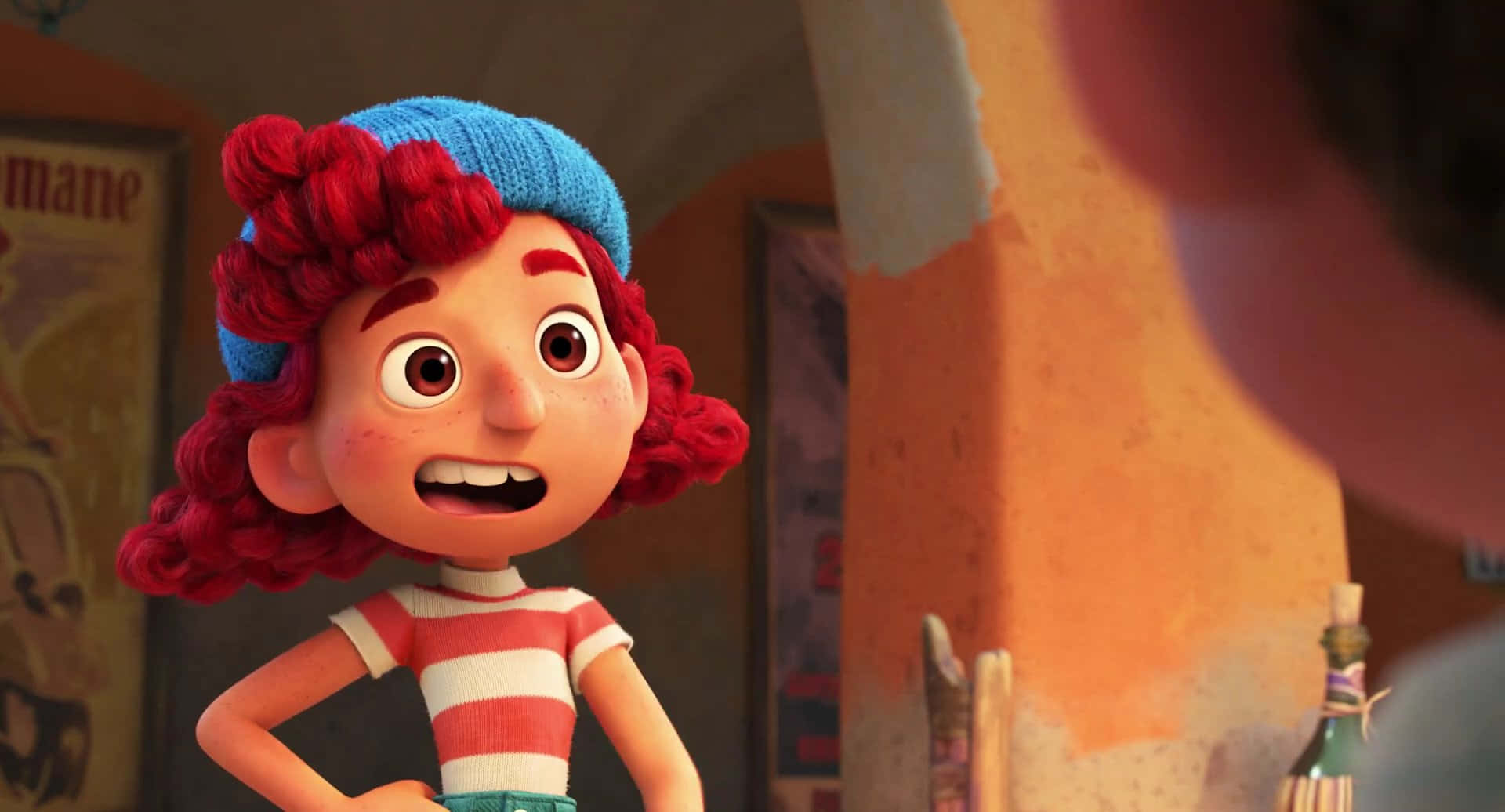 A Cartoon Character With Red Hair Is Standing Next To Another Person