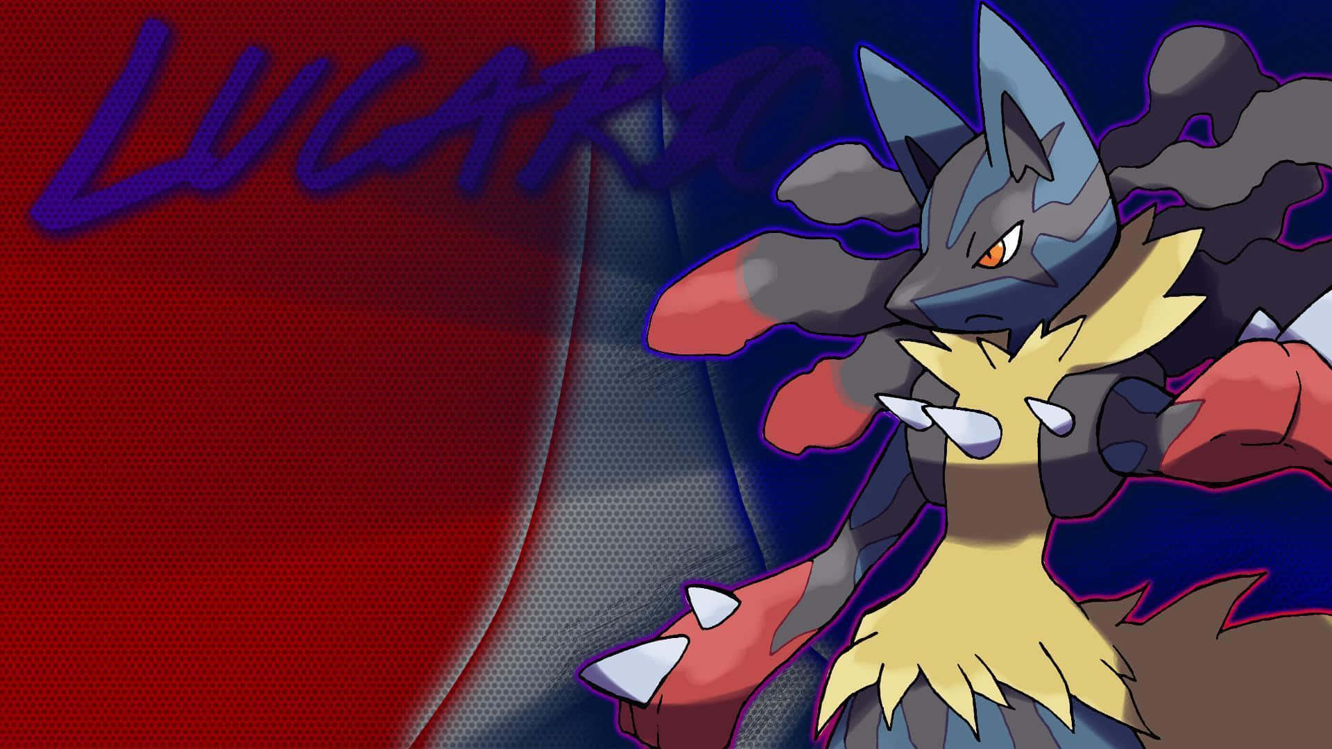 Lucario strikes a fighting pose, ready for battle