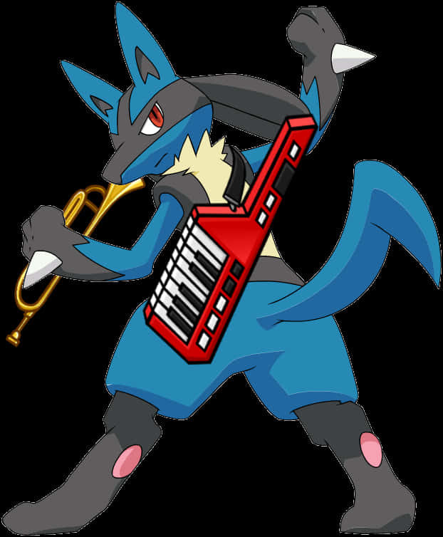 Lucario Playing Keytar PNG