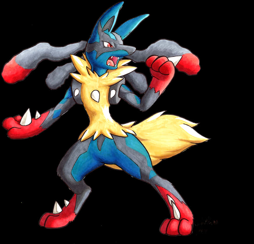 Download Lucario Power Stance Artwork | Wallpapers.com