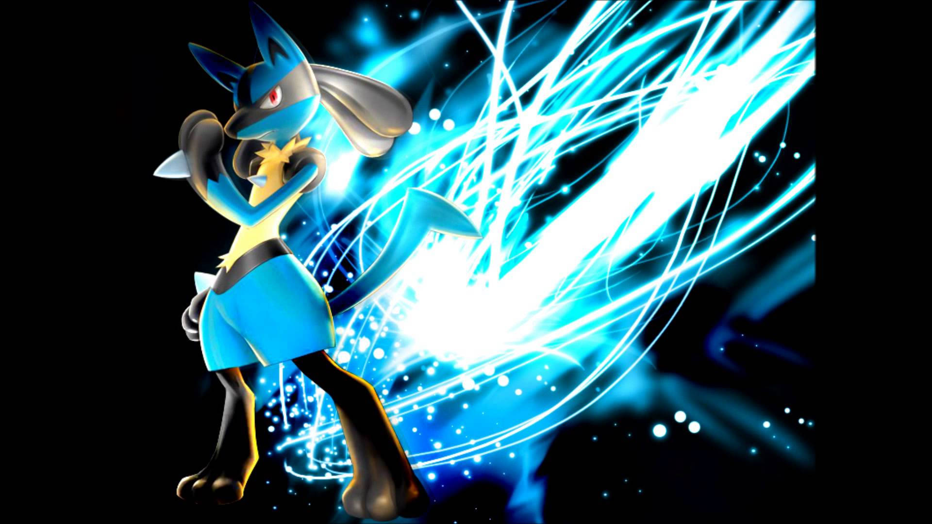 Lucario With Neon Background