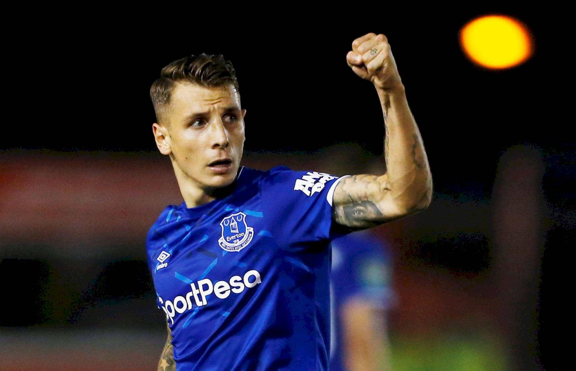 Lucas Digne With His Fist Up Wallpaper