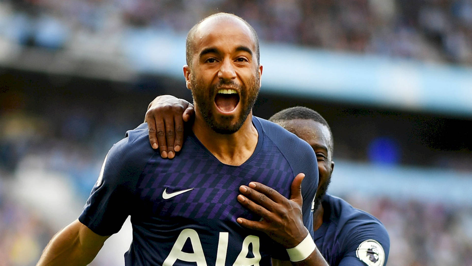 Lucas Moura Yelling With Teammate Wallpaper