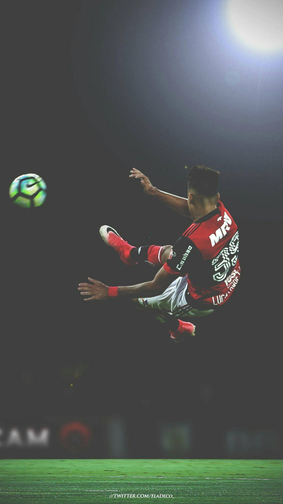 Lucas Paquetá Kicking Ball Mid-Air Wallpaper