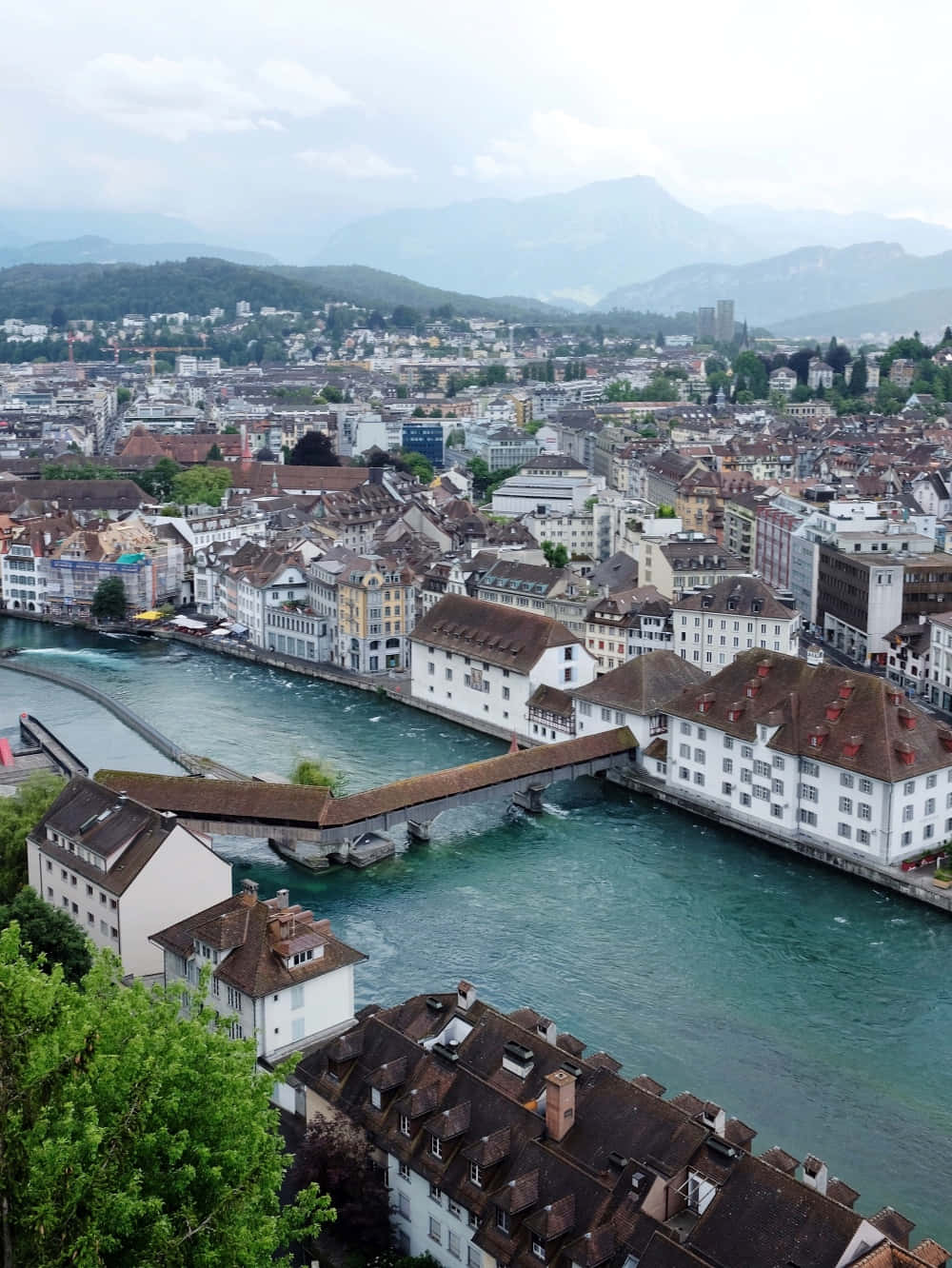 Lucerne Cityscape Aerial View Wallpaper