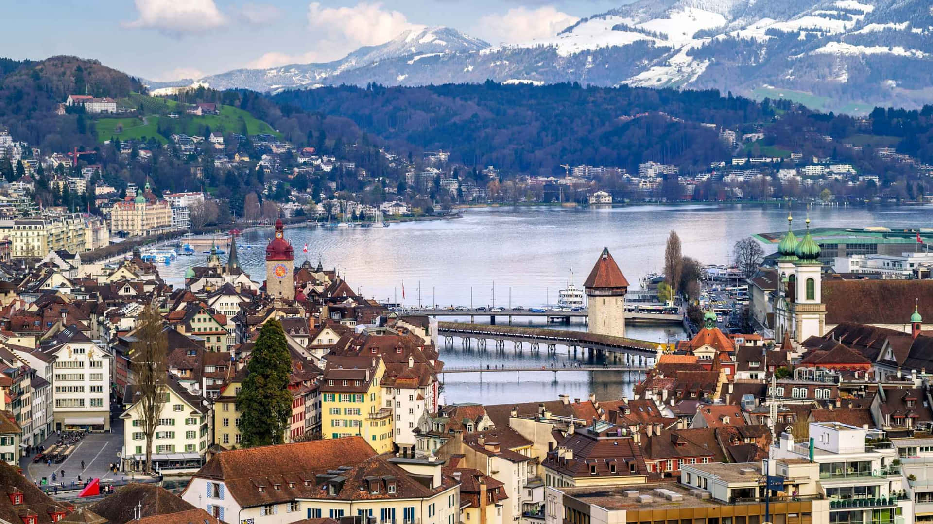 Lucerne Panoramic View Switzerland Wallpaper