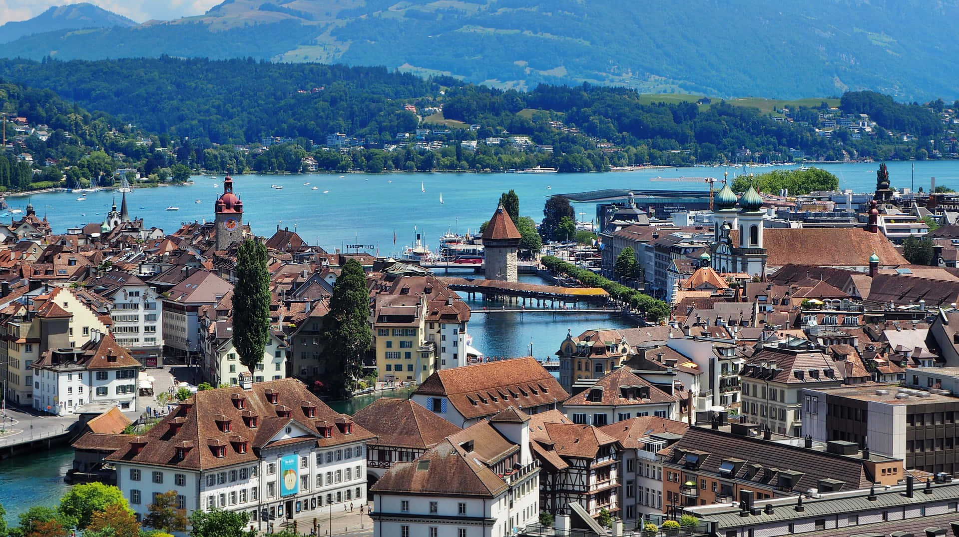 Lucerne Switzerland Aerial View Wallpaper