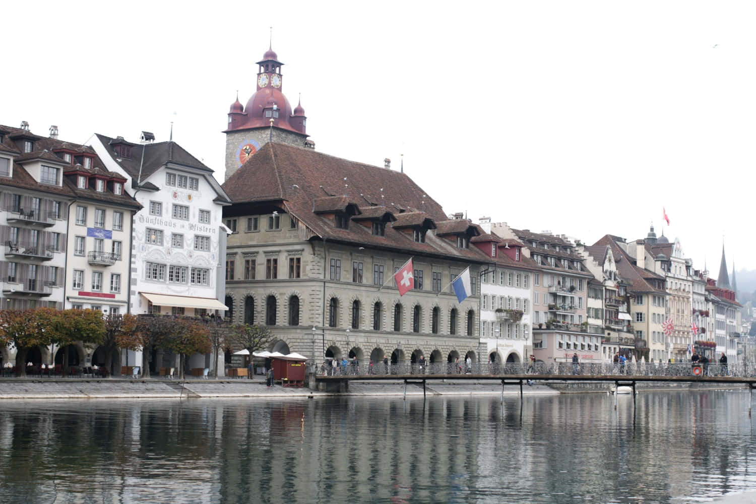 Lucerne Waterfront Architecture Switzerland Wallpaper
