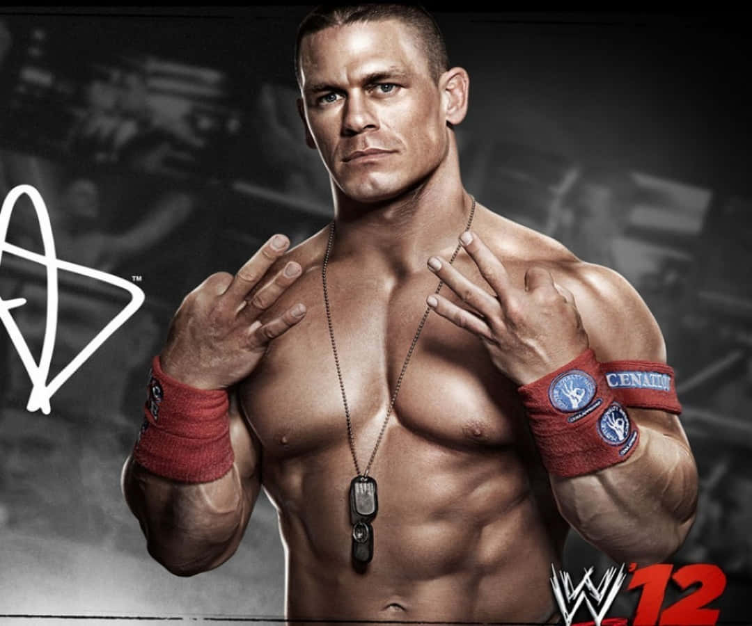 Luchadorjohn Cena Flexionando Músculos En El Ring.