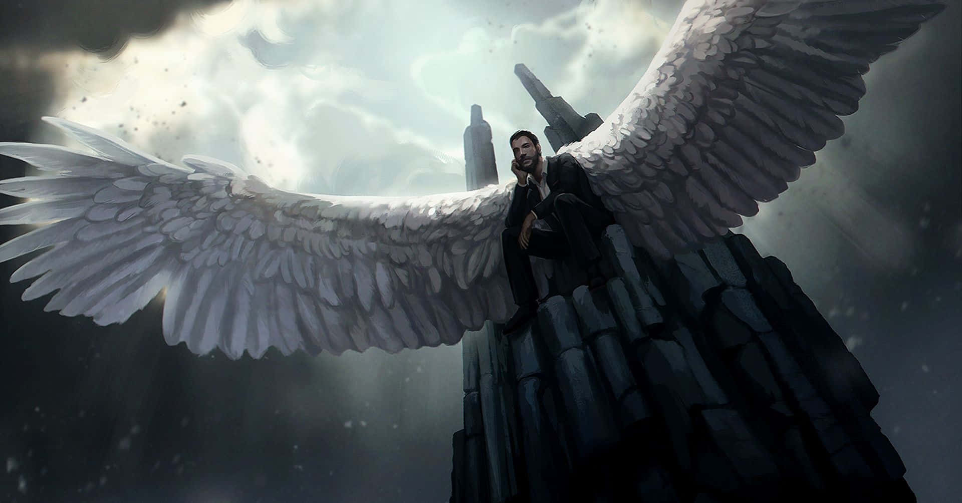 Spread your wings with Lucifer Wings Wallpaper