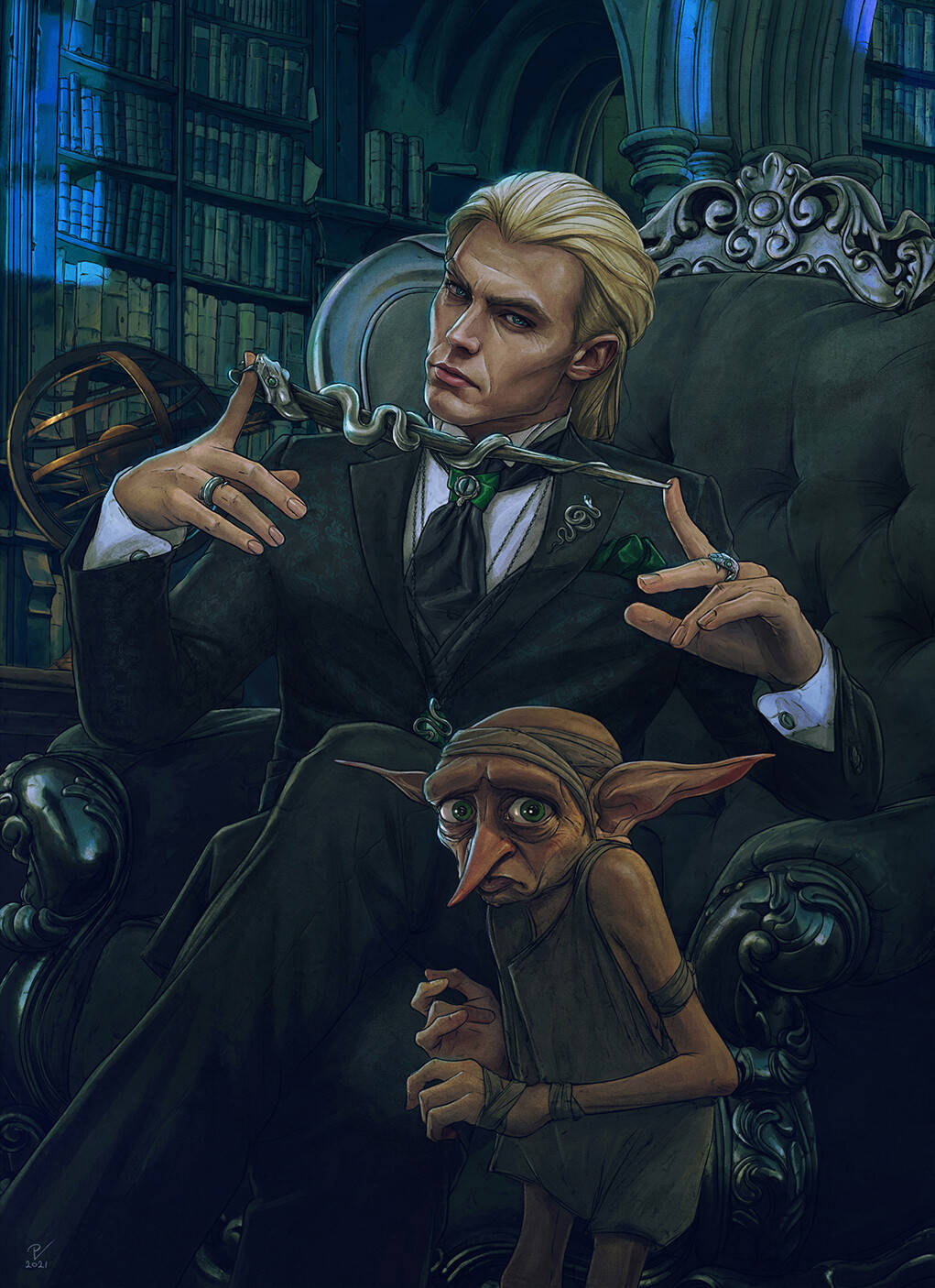 Lucius Malfoy And Slave Dobby Elf Wallpaper