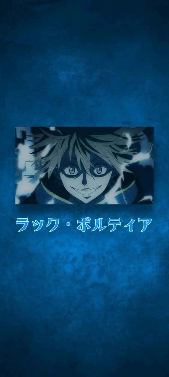 A Blue Background With An Anime Character On It