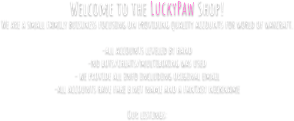 Lucky Paw Shop Worldof Warcraft Accounts PNG
