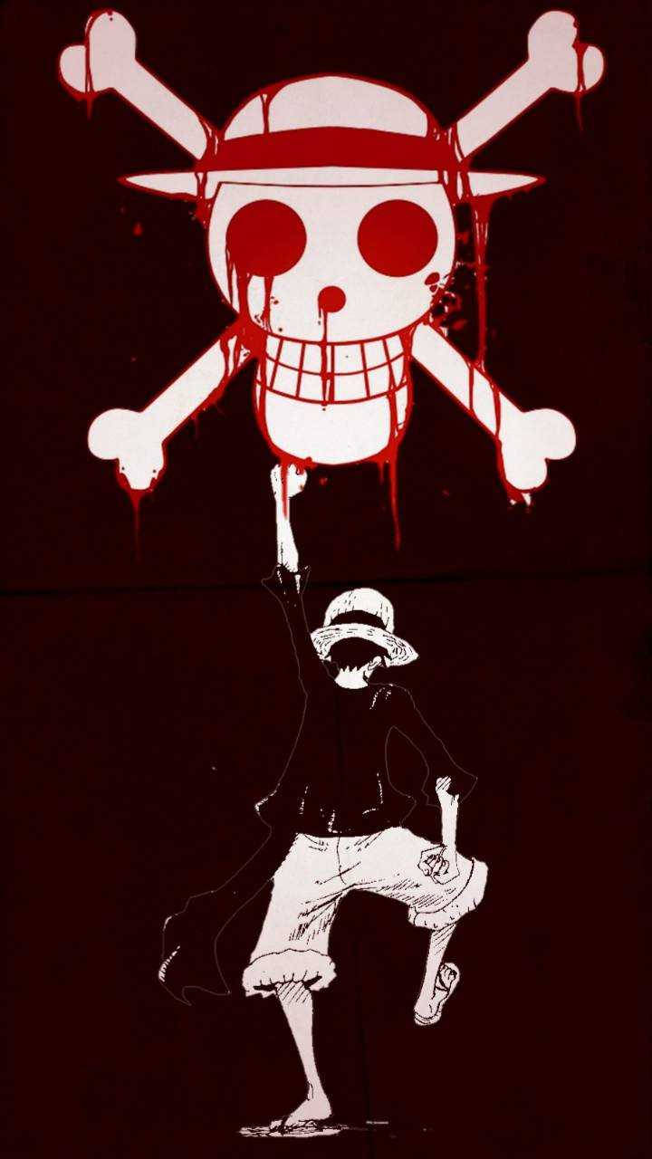 Luffy 4k Red Cross Bone Logo Wallpaper
