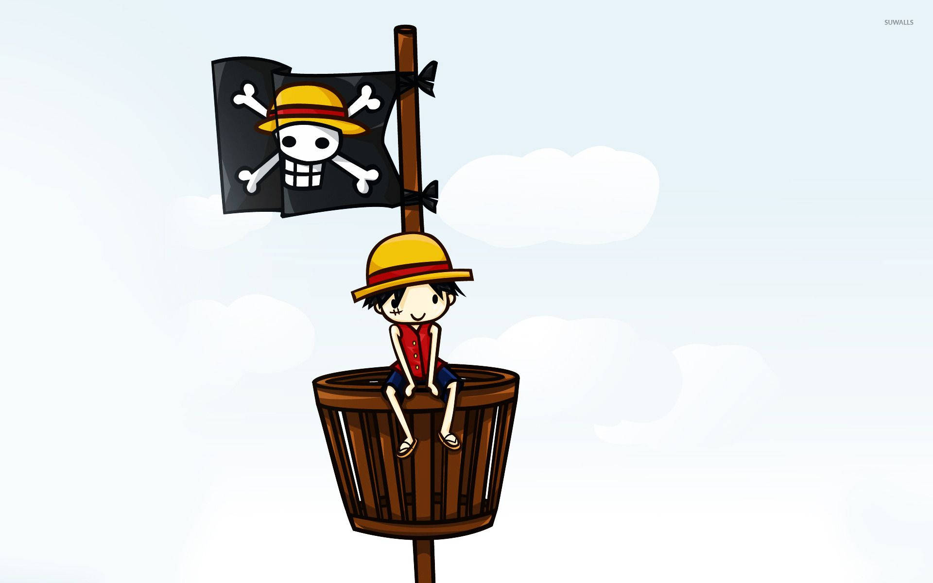 Luffy 4k Med Pirates Flag Double Layer Tapet Wallpaper
