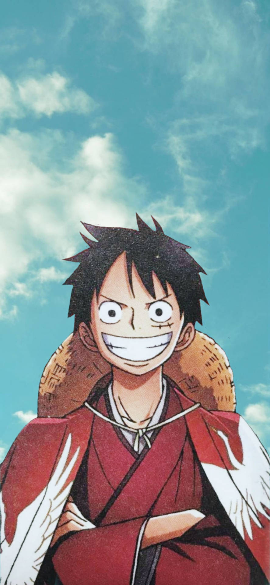 Luffy Aesthetic Under A Cloudy Sky Background