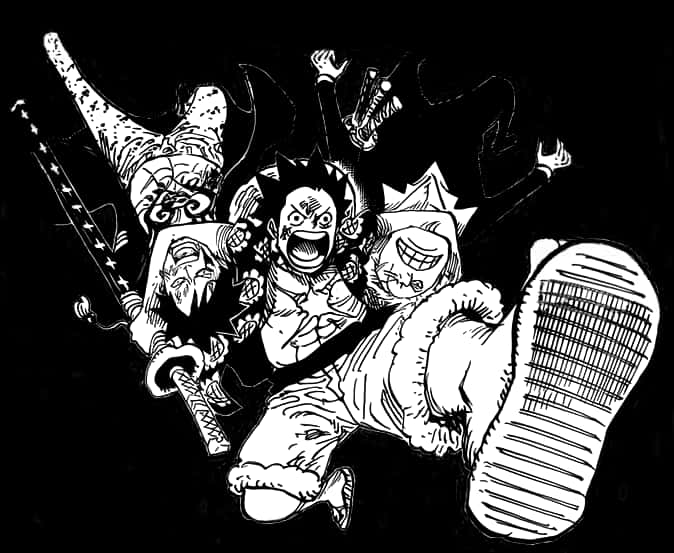 Luffy_and_ Crew_ Action_ Sketch PNG