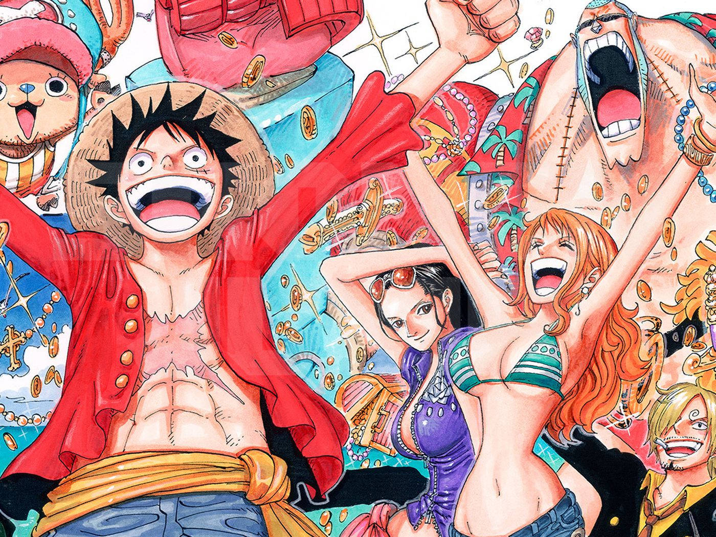 Luffy And Other One Piece Characters Background