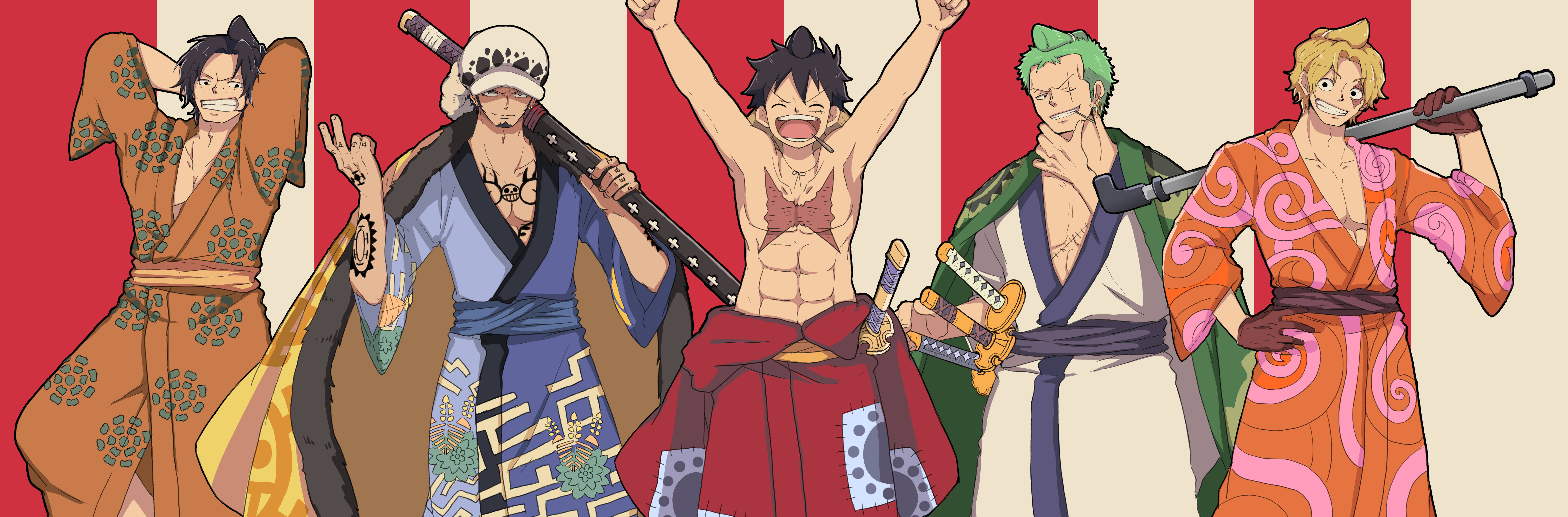 Luffy And Pals One Piece Wano 4K Poster Wallpaper