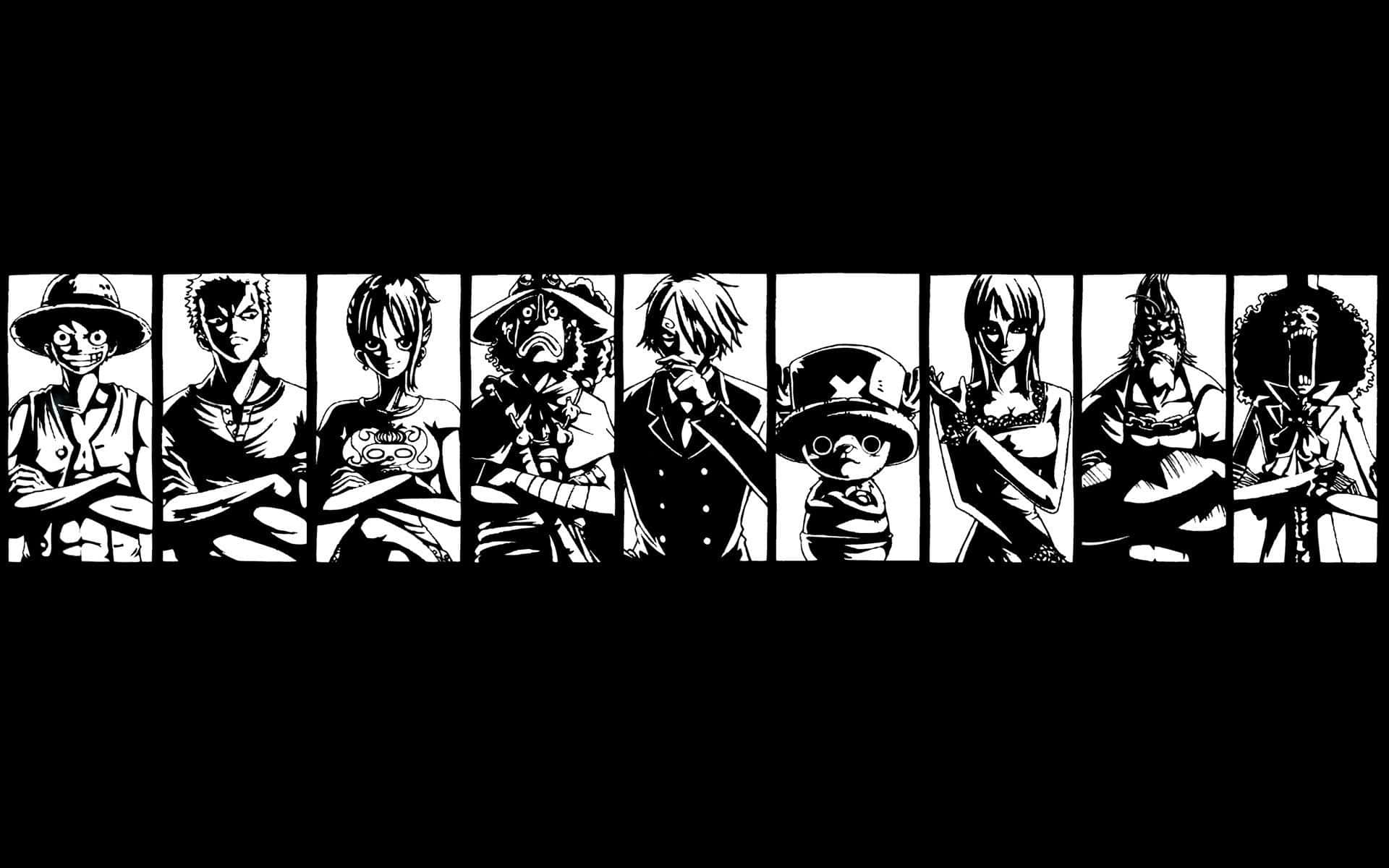Luffy, the hero of the One Piece series, in black and white Wallpaper