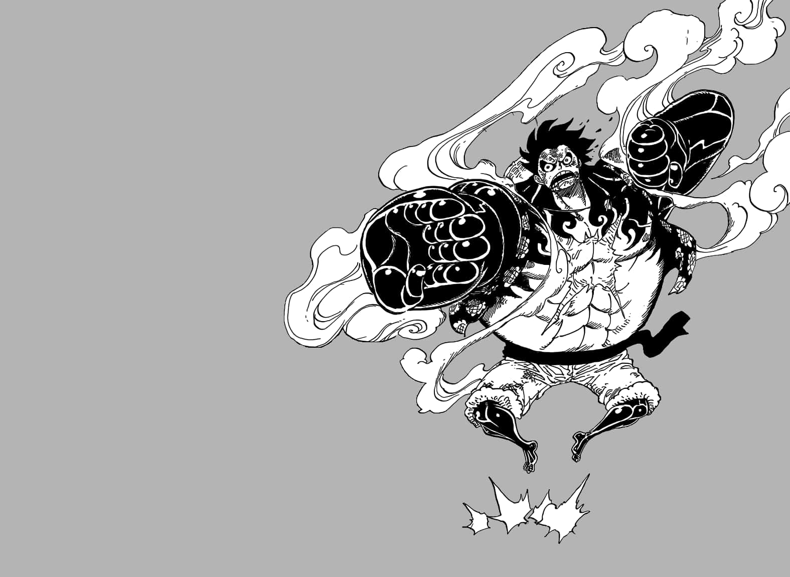Luffy tager en rejse i sort og hvid Wallpaper