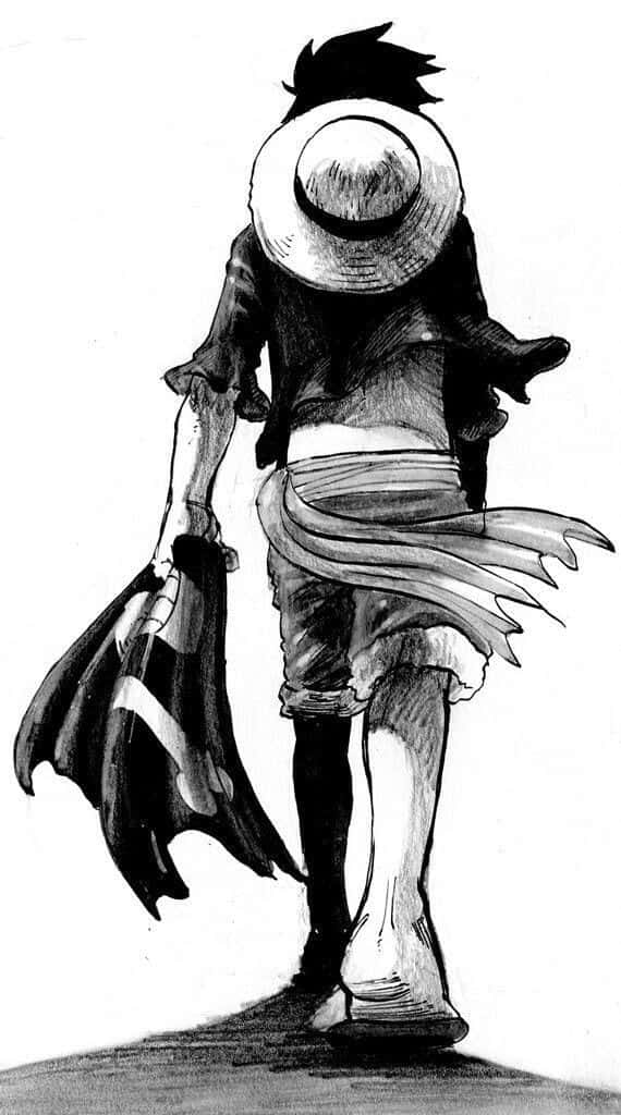 Luffy in Black and White Wallpaper