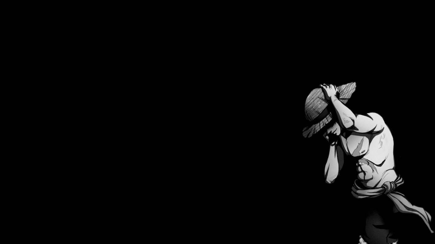 Luffy Black And White With Scar Background