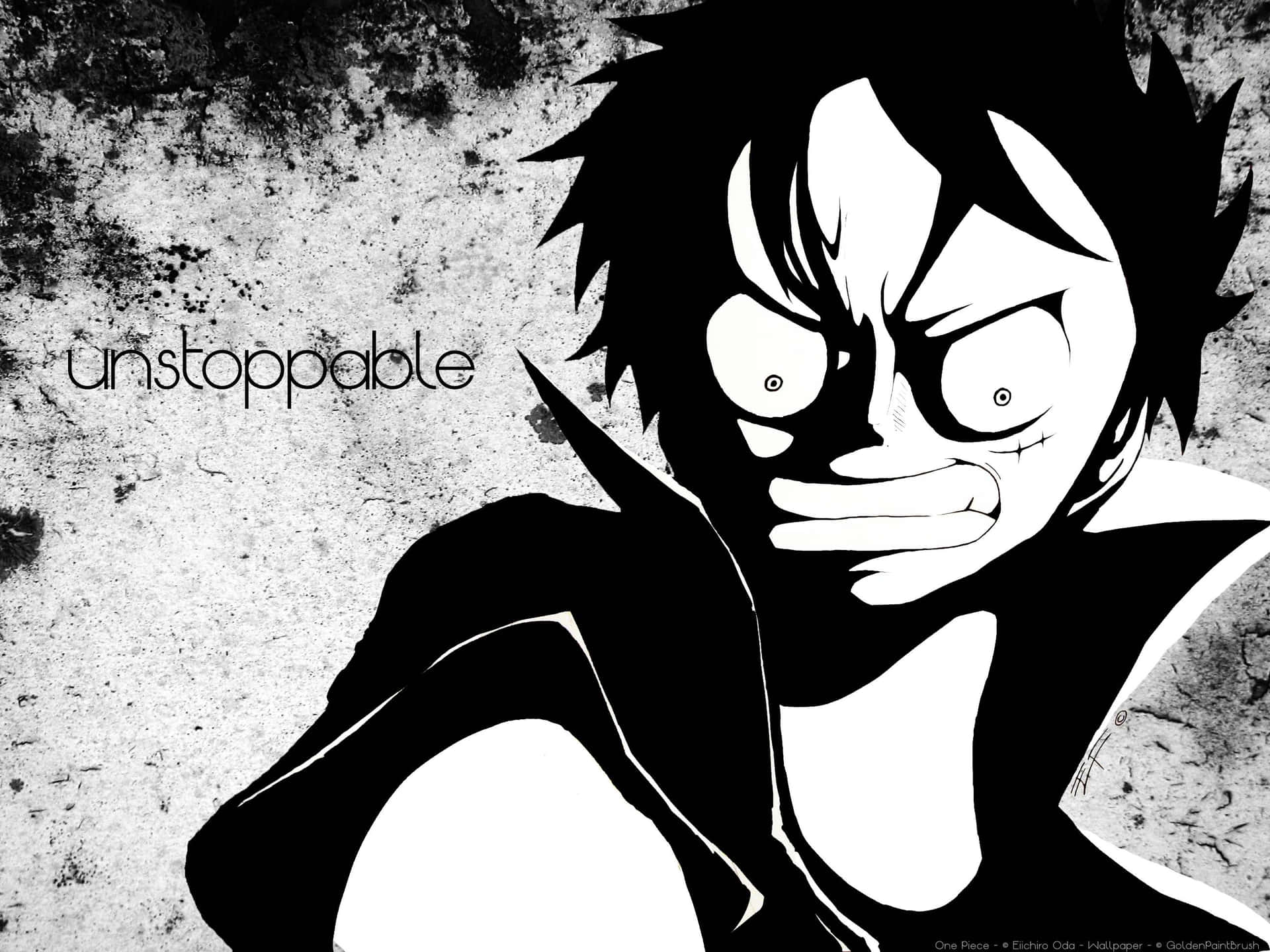 Luffy from One Piece in Black and White Wallpaper