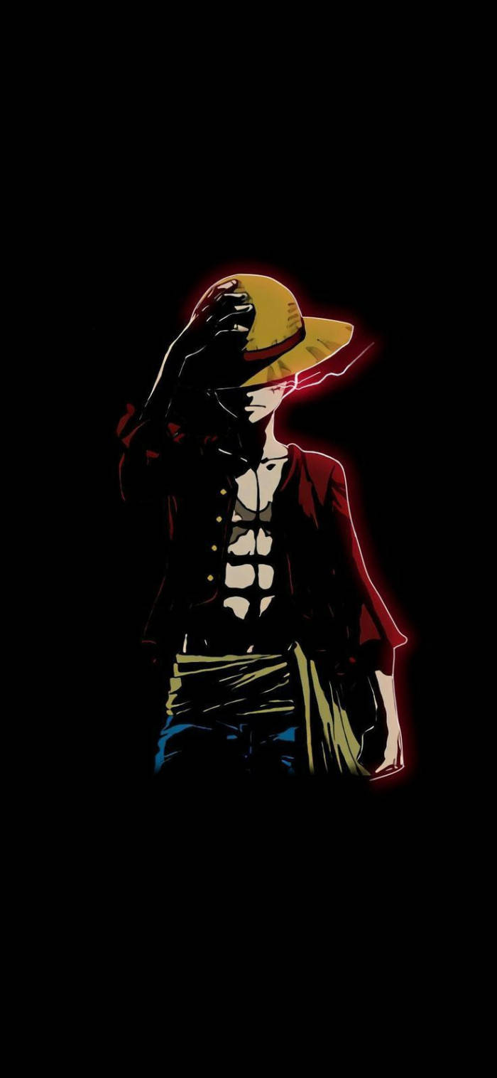 Luffy Black Backdrop With Colored Outline Wallpaper