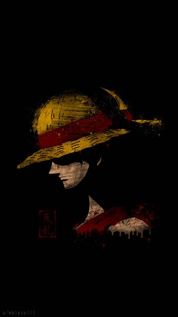Luffy Black Backdrop With Dripping Colors Wallpaper