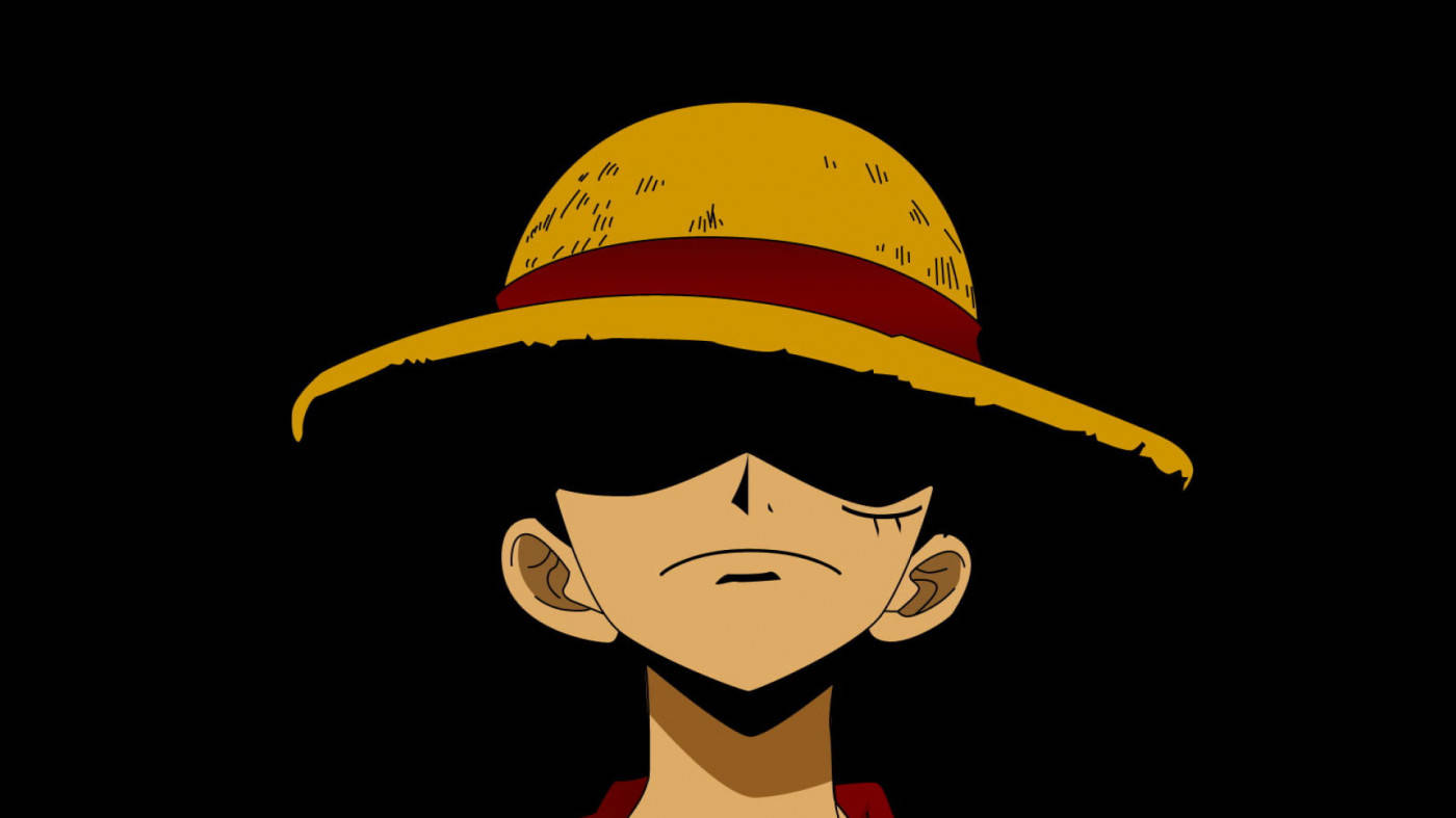 Luffy Black Backdrop With Iconic Straw Hat Background