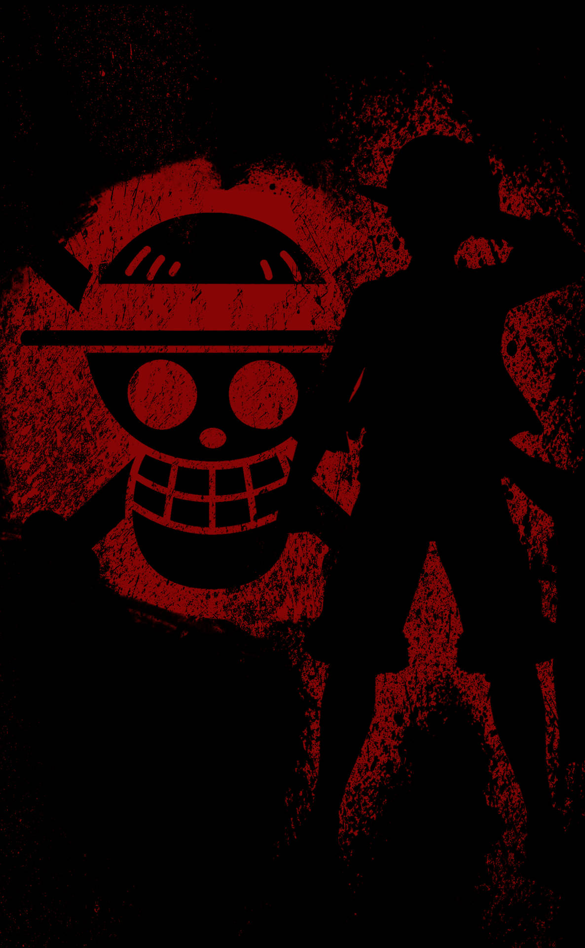 Luffy Black Backdrop With Red Spray Paint Wallpaper