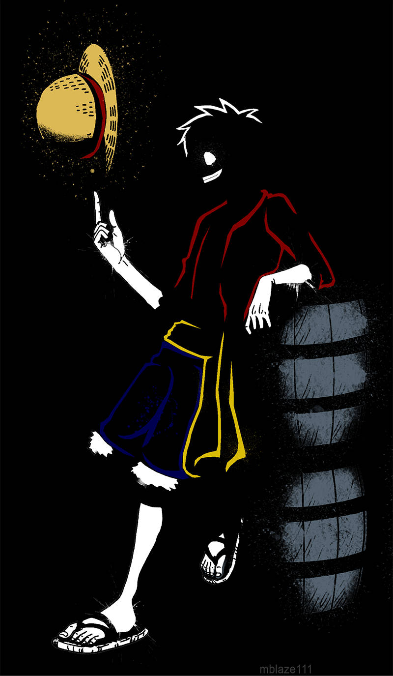 Luffy Black Background With Colored Outlines Background