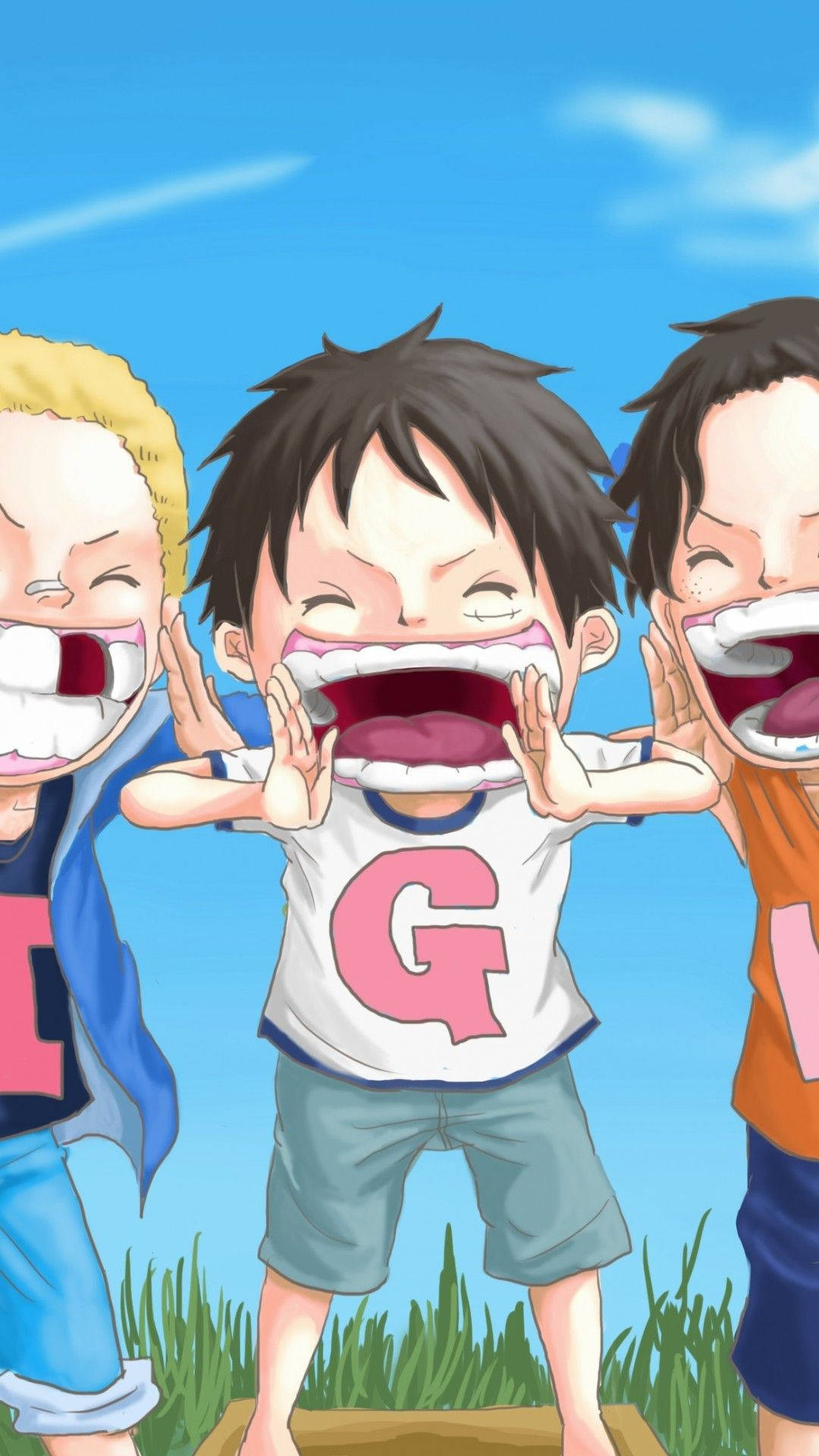 Little Luffy, Portgas D Ace and Sabo in One Piece anime wallpaper.