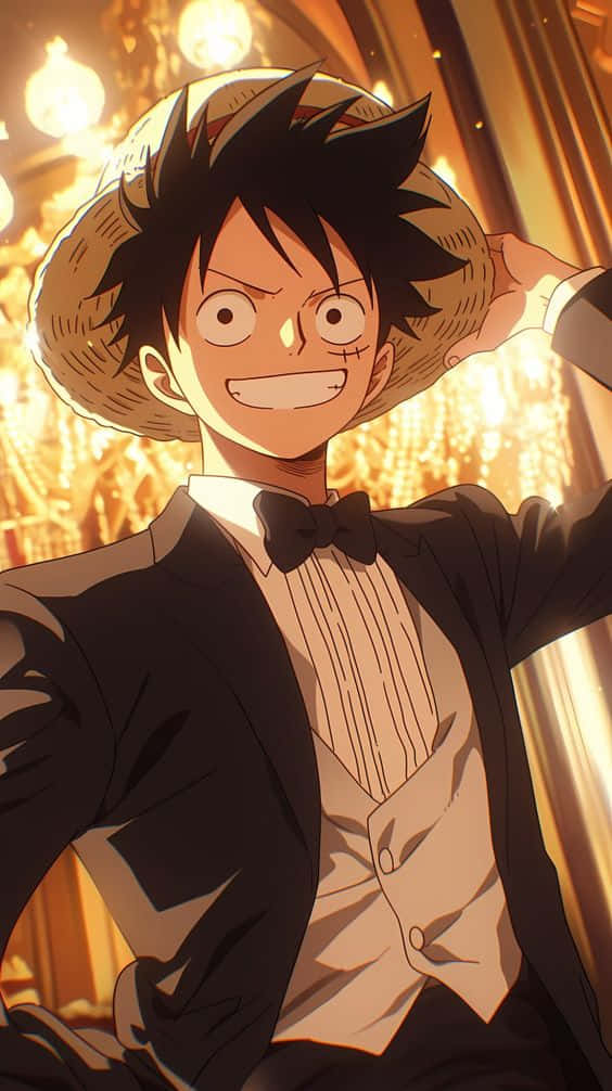 Luffy Dressed Up One Piece Anime Achtergrond