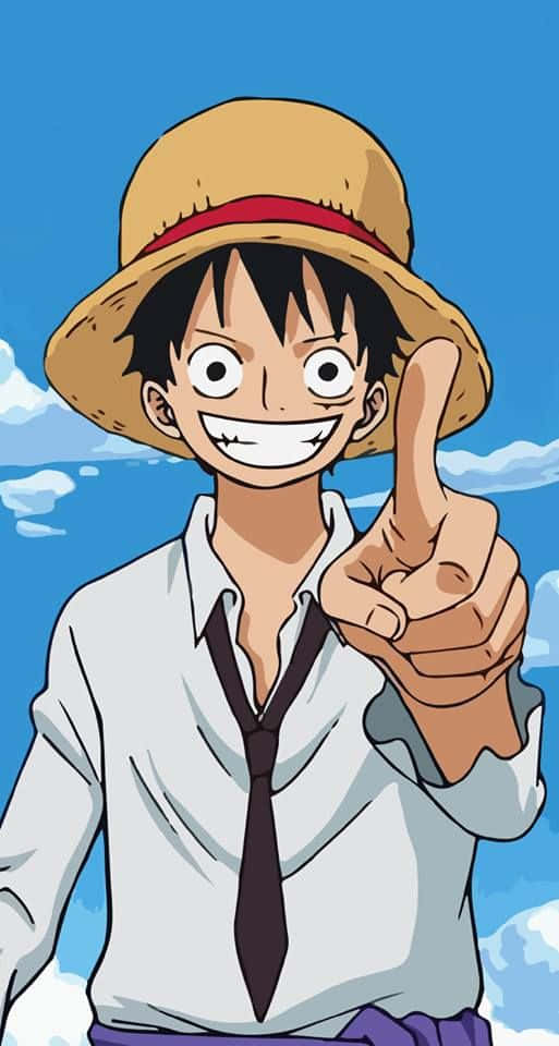 Luffy Drip Meme Anime Personage Duim Omhoog Achtergrond