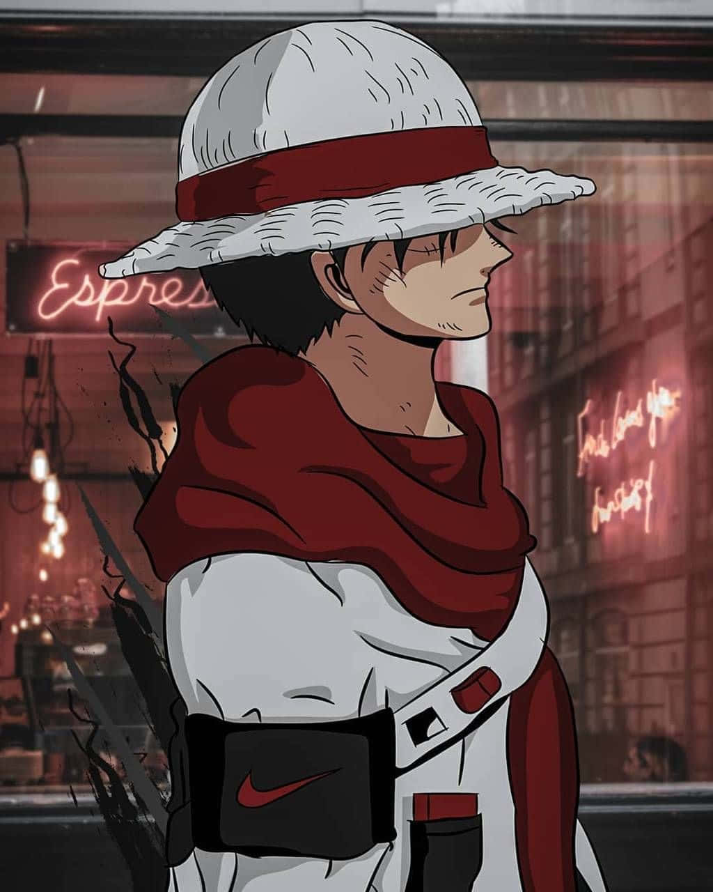 Luffy Drip Meme Kunstwerk Achtergrond