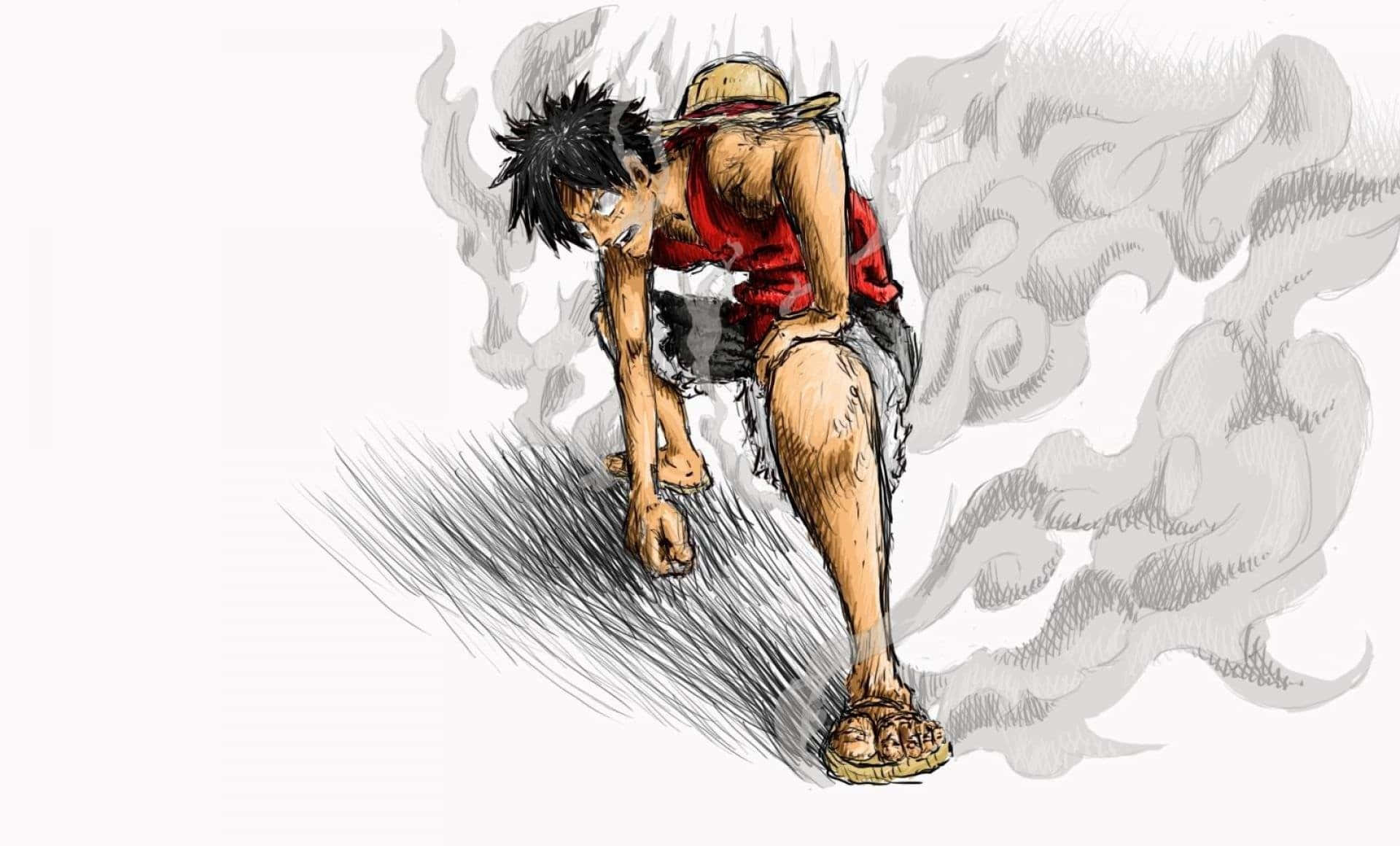 Luffy_ Exhausted_ Post_ Battle_ Illustration Wallpaper