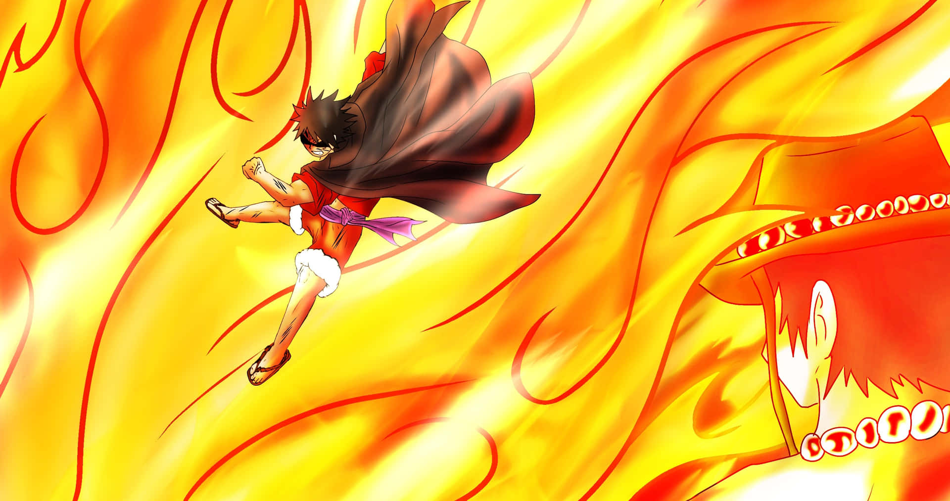 Luffy_ Full_ Power_ Flame_ Background Wallpaper