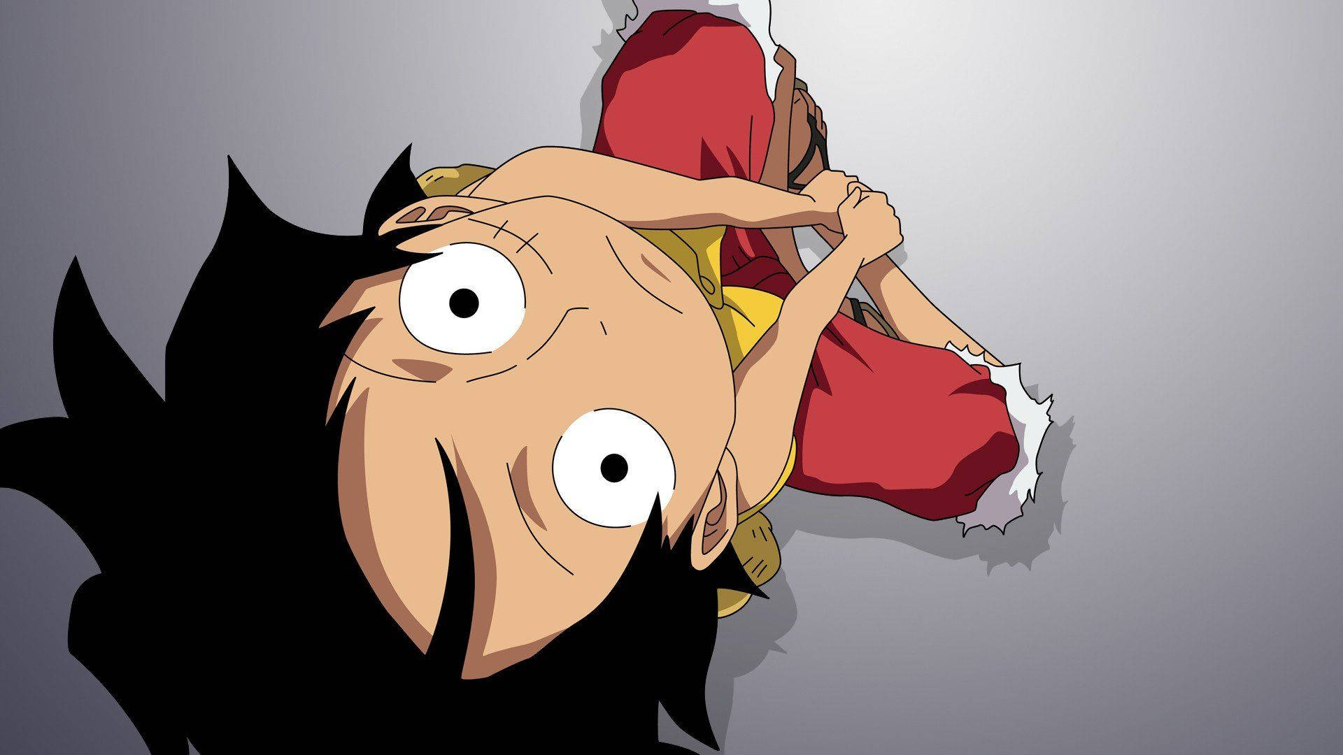 Looking Up Pose Of Luffy Funny Wallpaper