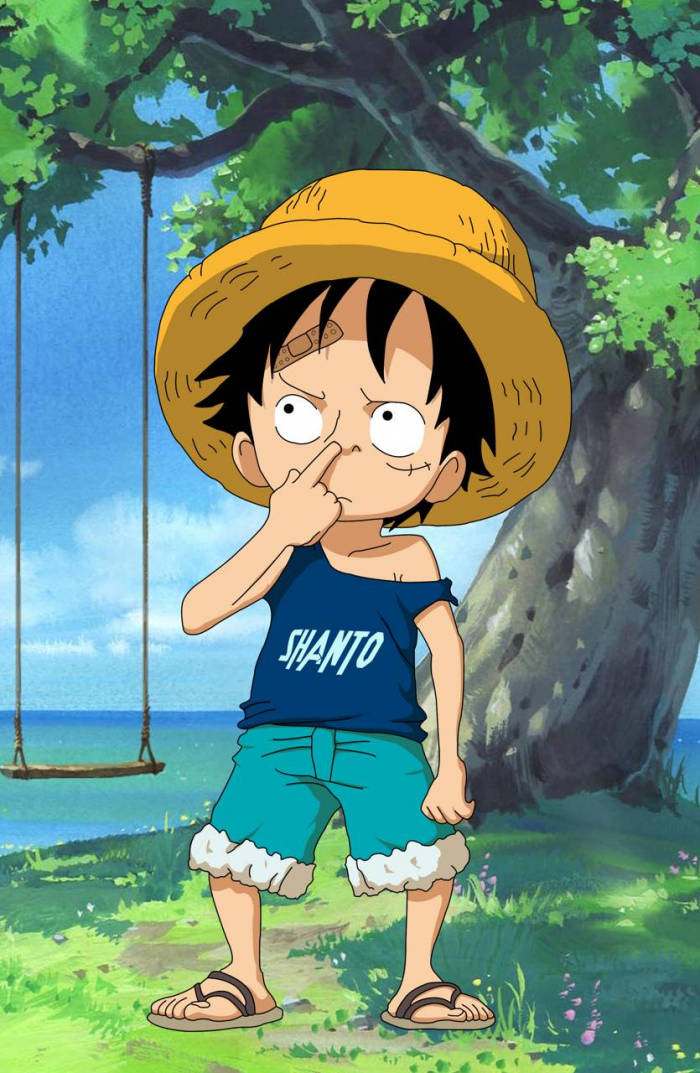 Luffy Funny Pose At The Beach Wallpaper