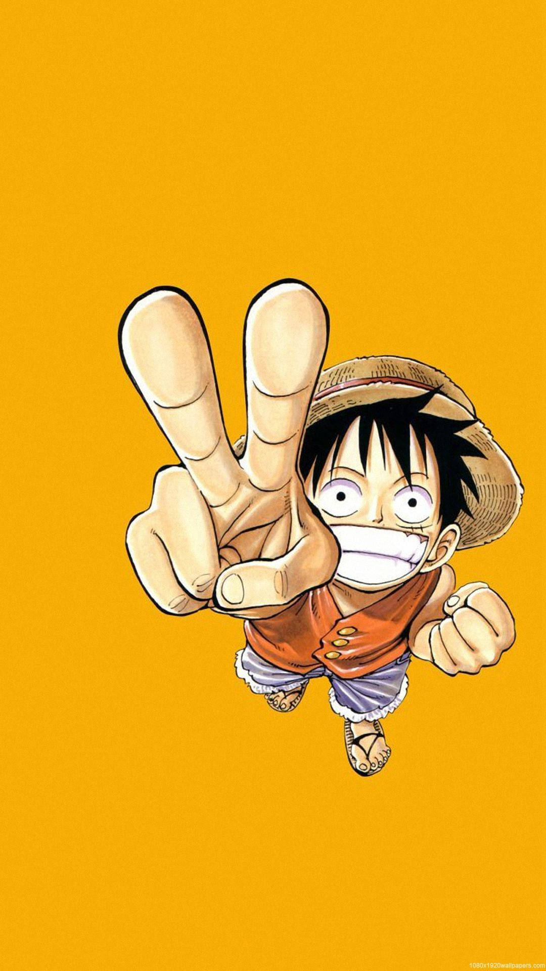 Luffy Funny Peace Sign Wallpaper