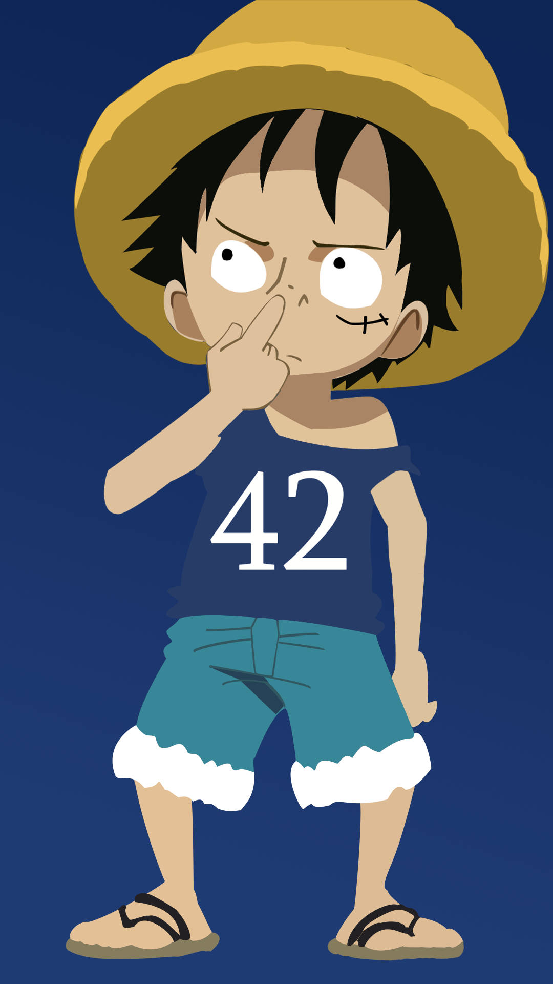 Younger Luffy Funny Nose-picking Pose Wallpaper