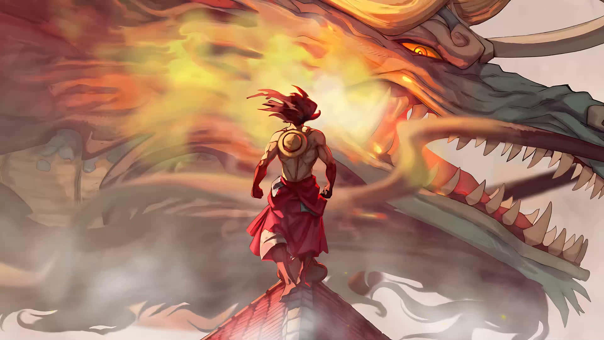 Luffy Gear 5 Confrontation Avec Dragon 4k Fond d'écran