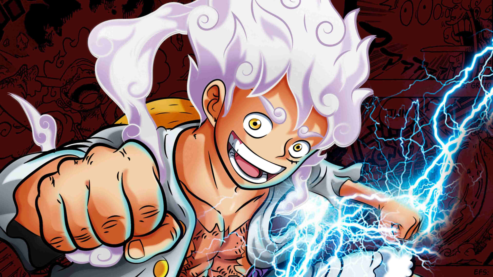 Download Luffy Gear5 Electric Fury Wallpaper | Wallpapers.com