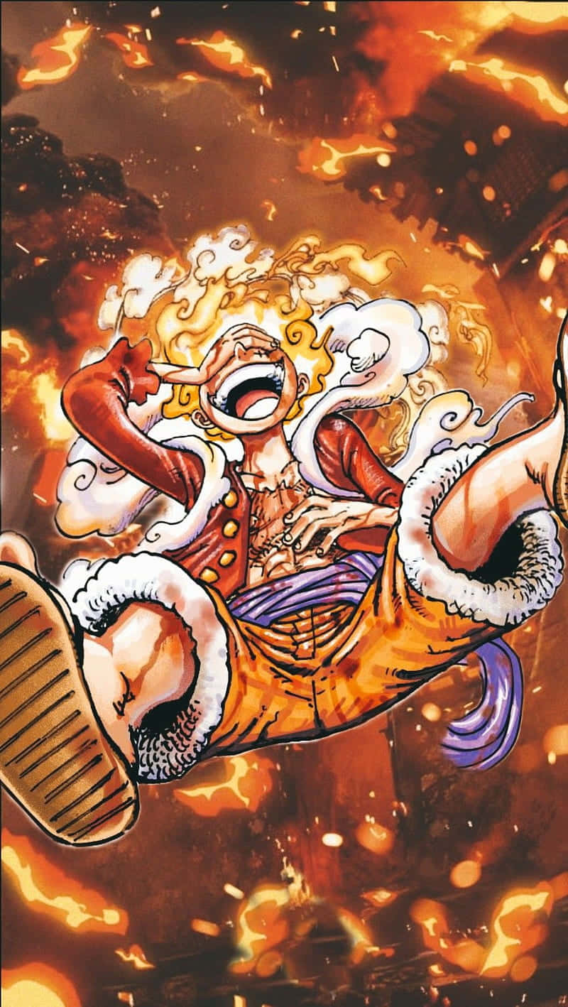Luffy Gear5 Flaming Backdrop Wallpaper