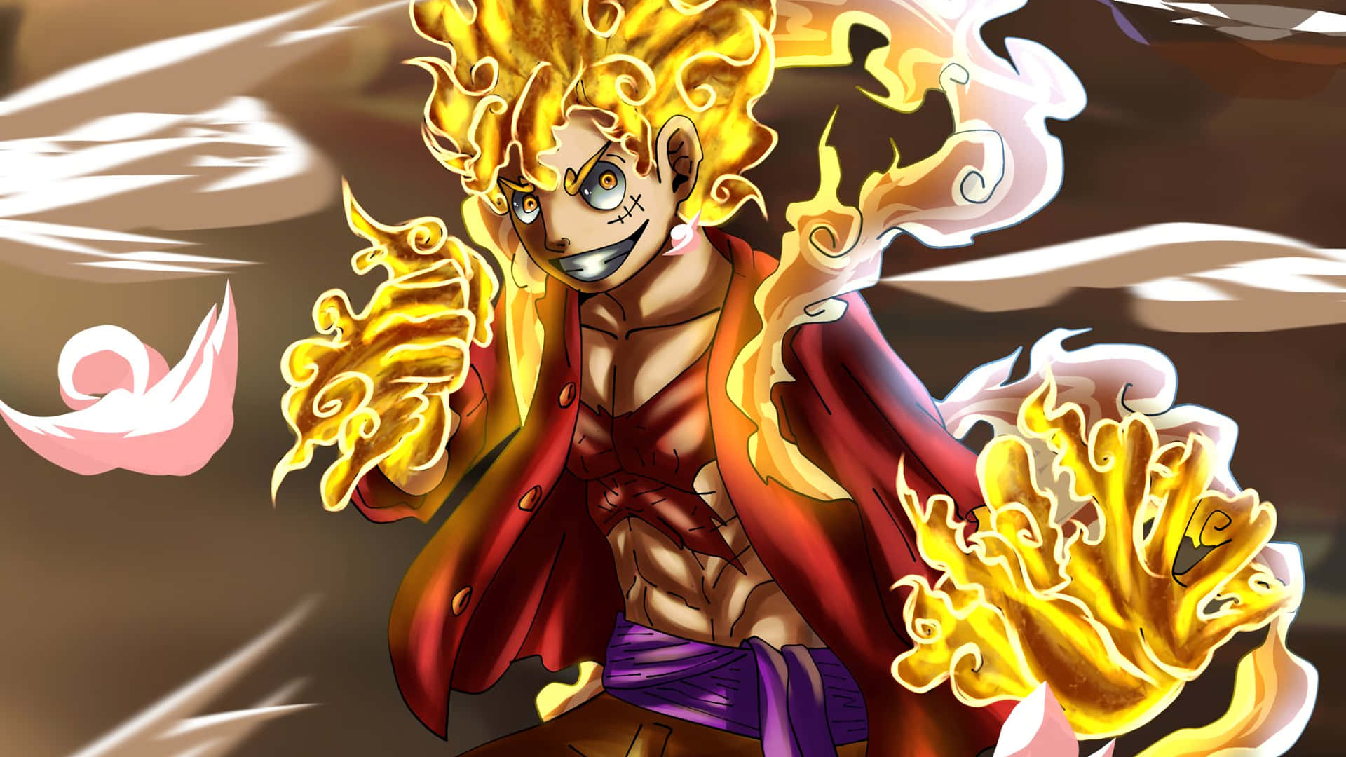 Luffy Gear5 Flaming Power4 K Wallpaper