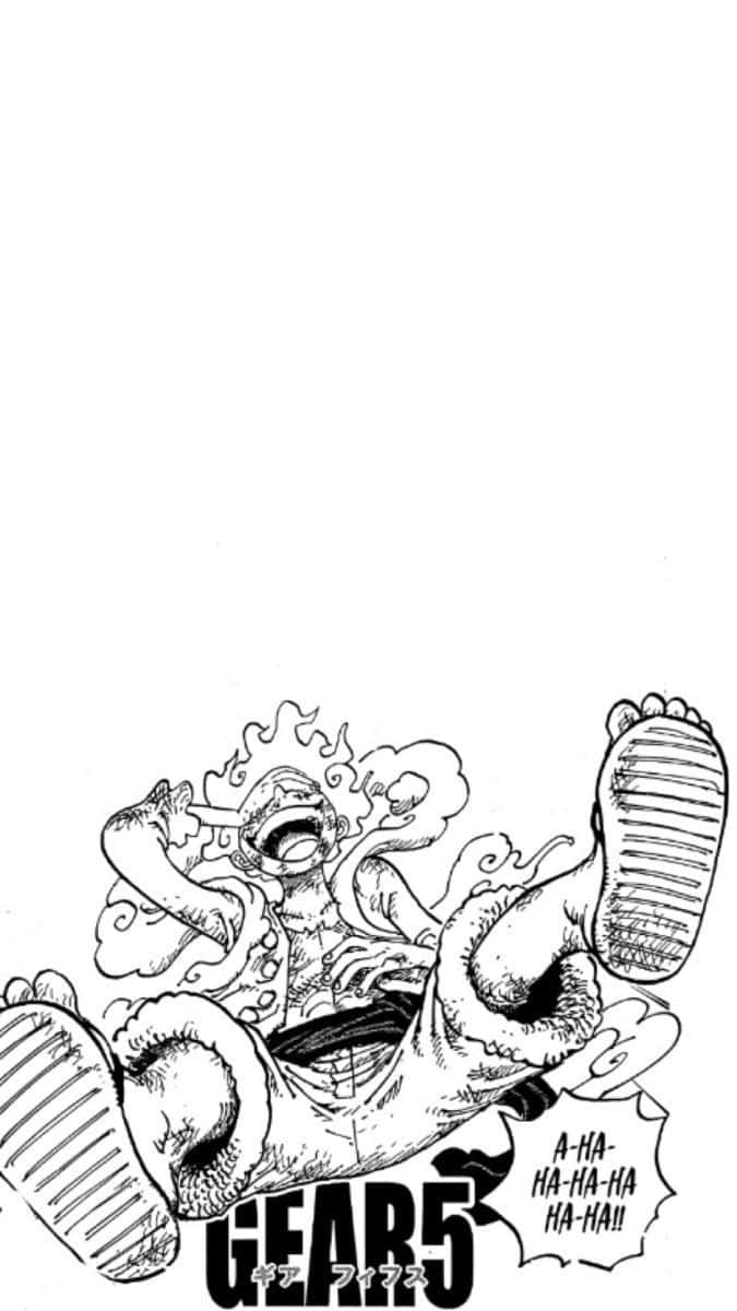 Luffy Gear5 Laughing Manga Panel Wallpaper