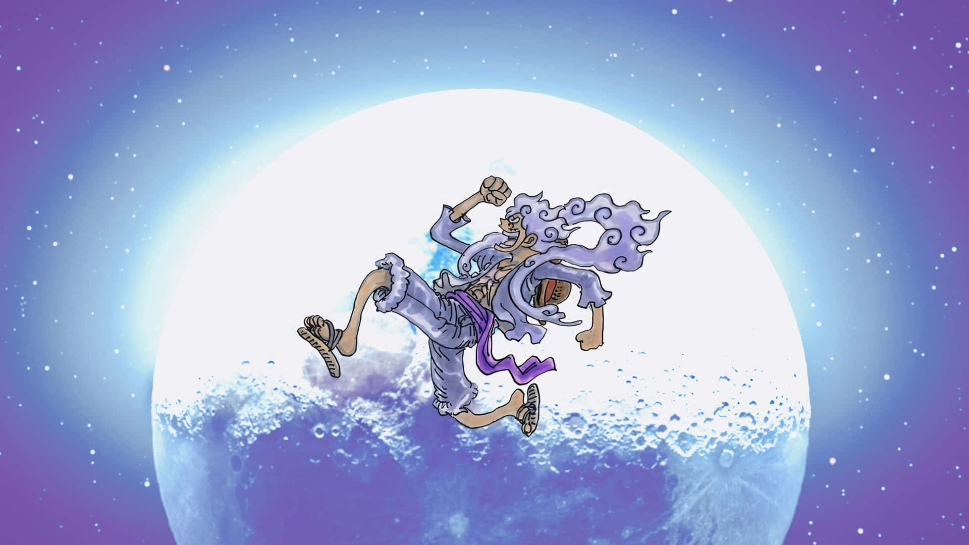 Luffy Gear5 Moon Backdrop Wallpaper