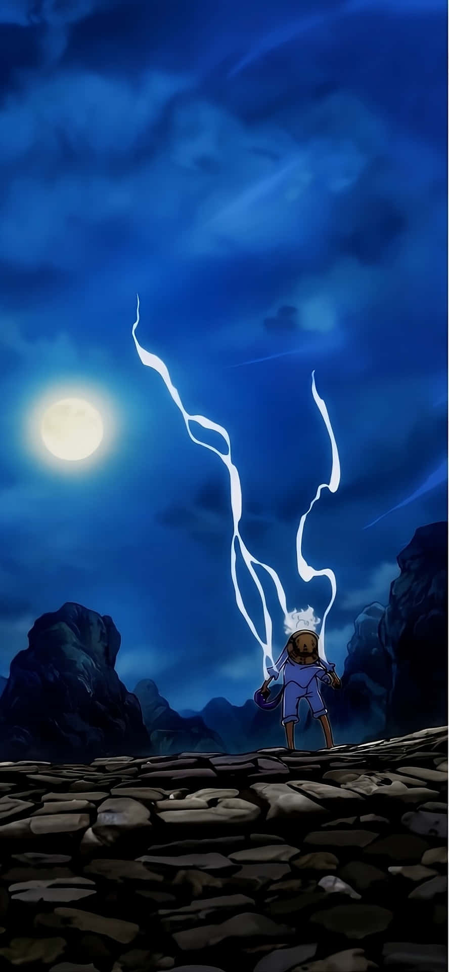 Luffy Gear5 Nighttime Lightning Wallpaper